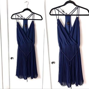 Akiko blue pleated detail dress